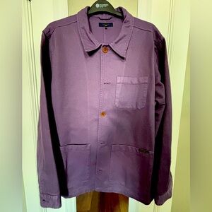 Barney Chore Jacket in Purple Midweight Cotton Twill, Size XL.